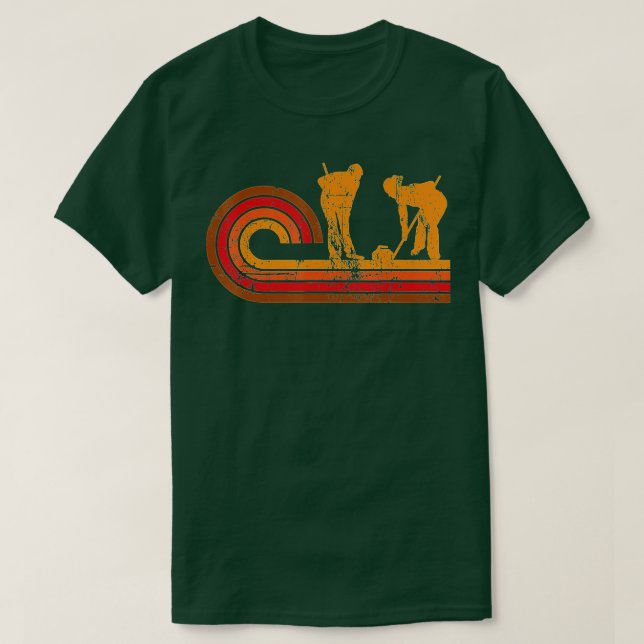 Retro Style Curlers Silhouette Curling -gigapixel- T-Shirt (Design Front)