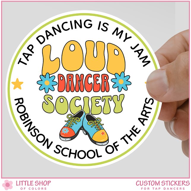 Retro Style Customizable Tap Dance Studio Classic Round Sticker (Creator Uploaded)
