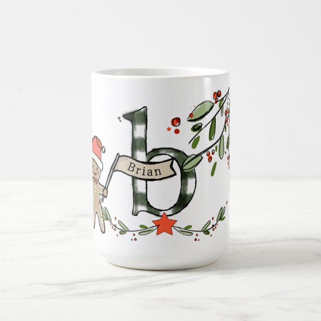 Retro Style Cute Christmas Monogram B With Name Coffee Mug (Center)