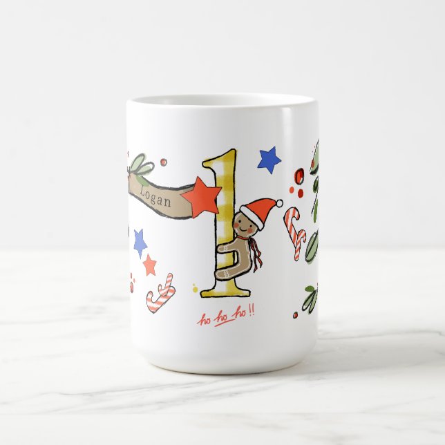 Retro Style Cute Christmas Monogram L With Name Coffee Mug (Center)