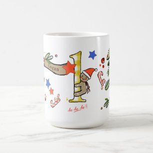 Retro Style Cute Christmas Monogram L With Name Coffee Mug