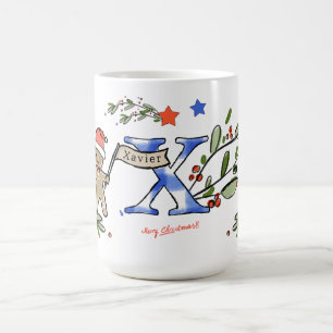 Retro Style Cute Christmas Monogram X With Name Coffee Mug