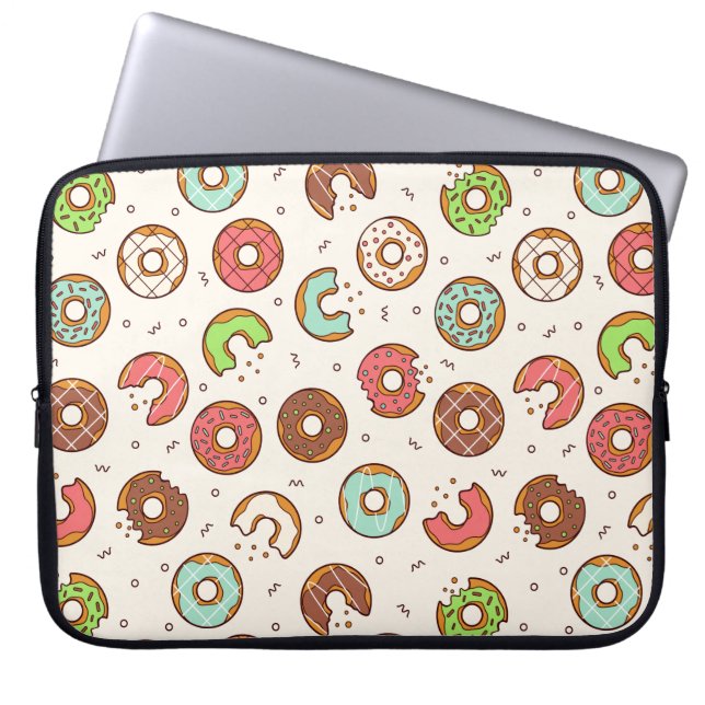 Retro Style Cute Colourful Doughnut Pattern Laptop Sleeve (Front)
