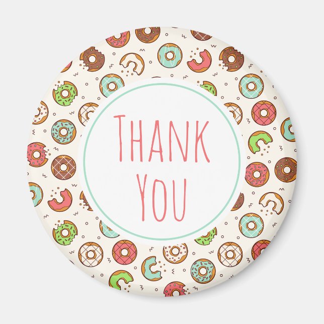 Retro Style Cute Colourful Doughnut Pattern Thank  Magnet (Front)