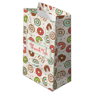 Retro Style Cute Colourful Doughnut Pattern Thank Small Gift Bag
