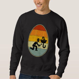 Retro Style Easter Egg Graphic Funny Easter Day Pl Sweatshirt