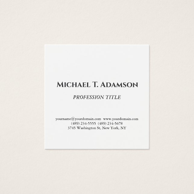 Retro Style Elegant Plain Black White Profile Card (Front)