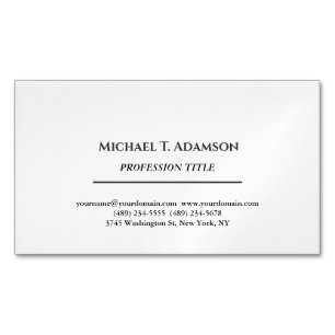 Retro Style Elegant Plain Simple Black & White Magnetic Business Card