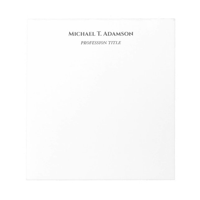 Retro Style Elegant Plain Simple Black & White Notepad (Front)