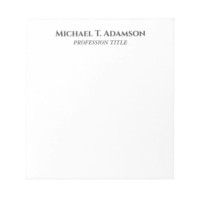 Retro Style Elegant Plain Simple Black & White Notepad (Front)