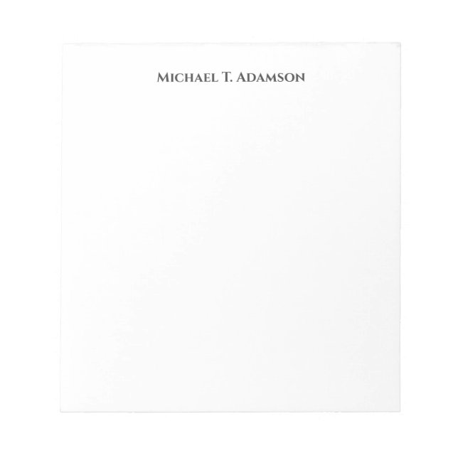 Retro Style Elegant Plain Simple Black & White Notepad (Front)