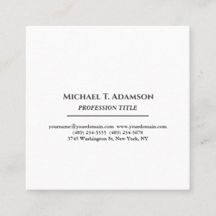 Retro Style Elegant Plain Simple Black & White Square Business Card