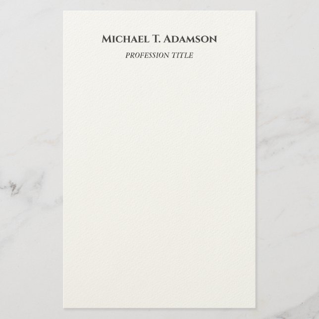 Retro Style Elegant Plain Simple Black & White Stationery (Front)