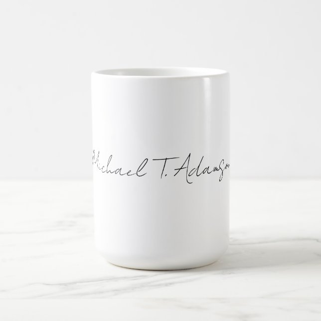 Retro Style Elegant Plain Simple White Calligraphy Coffee Mug (Center)
