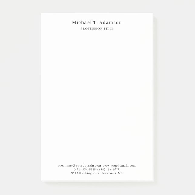 Retro Style Elegant Plain Simple White Post-it Notes (Front)