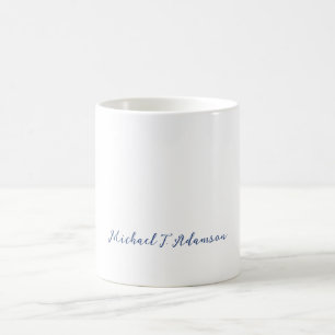Retro Style Elegant Plain White Calligraphy Name Coffee Mug