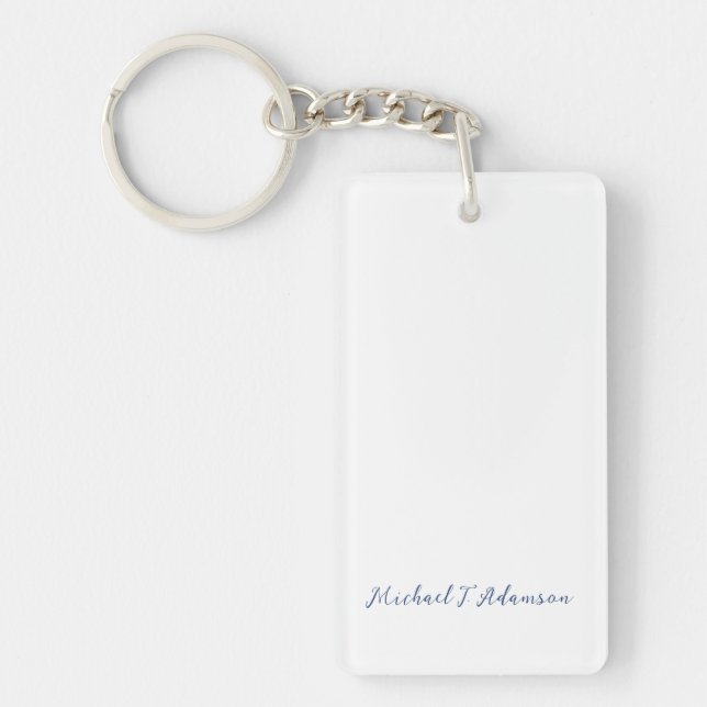 Retro Style Elegant Plain White Calligraphy Name Key Ring (Front)