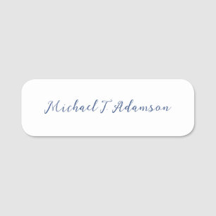 Retro Style Elegant Plain White Calligraphy Name Name Tag