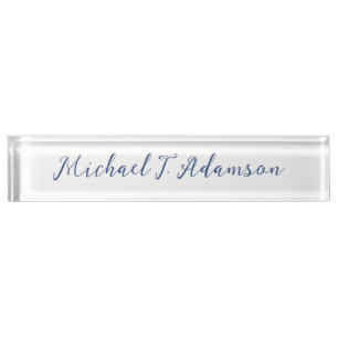 Retro Style Elegant Plain White Calligraphy Name Nameplate
