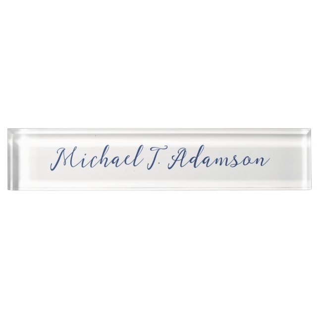 Retro Style Elegant Plain White Calligraphy Name Nameplate (Front)
