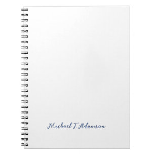 Retro Style Elegant Plain White Calligraphy Name Notebook