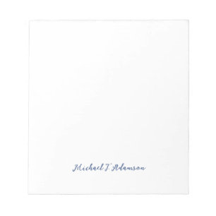 Retro Style Elegant Plain White Calligraphy Name Notepad