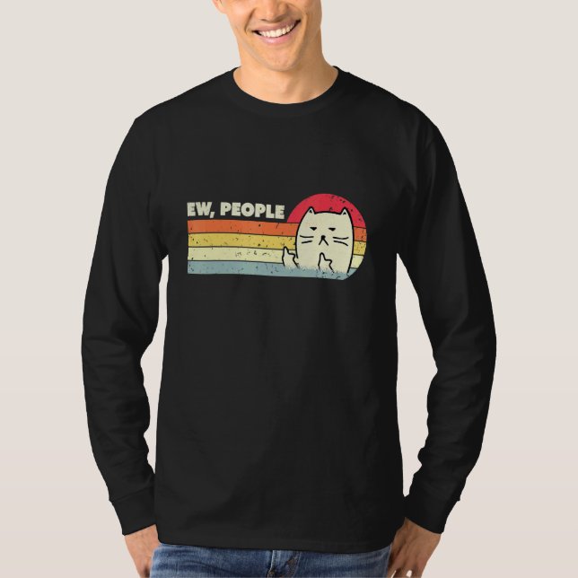 Retro Style Ew People  Cat T-Shirt (Front)