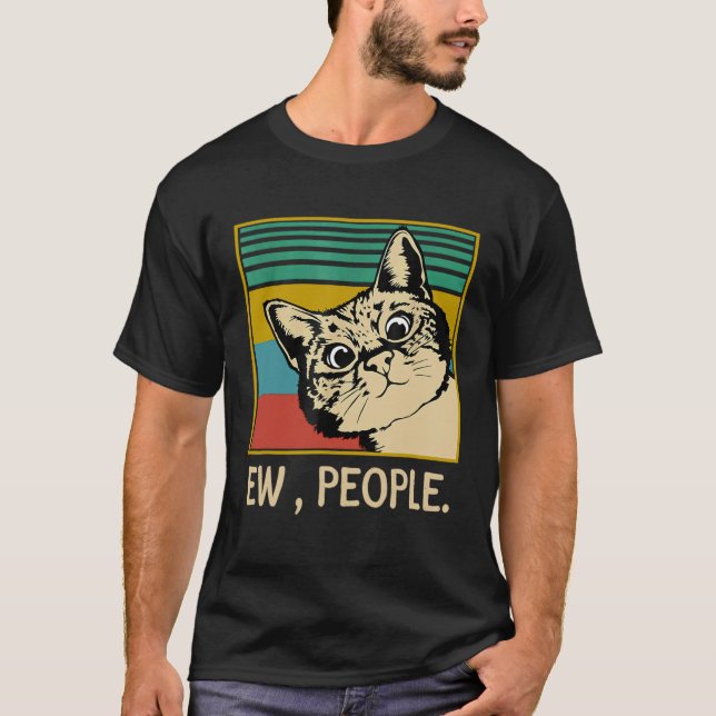 Retro Style Ew People   Cat T-Shirt (Front)