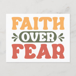 Retro Style Faith over Fear Postcard