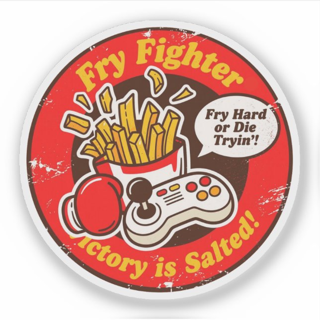 Retro Style Fighting Game & French Fries Design (Front)