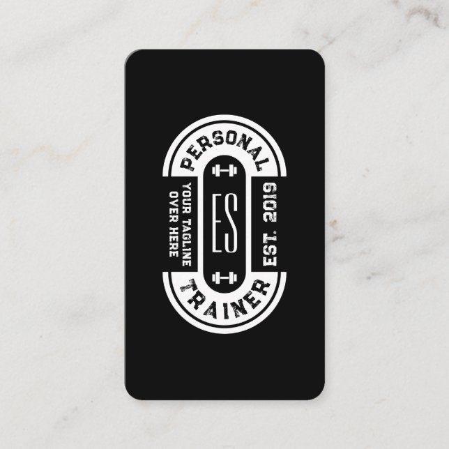 Retro style fitness logo business card (Front)