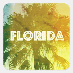 Retro Style Florida Palm Tree luggage sticker
