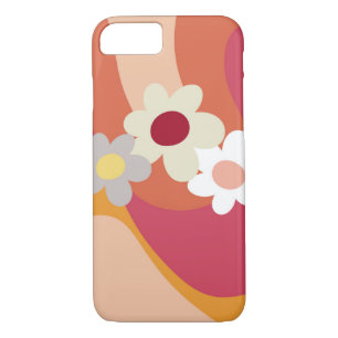 Retro style flowers and waves Case-Mate iPhone case