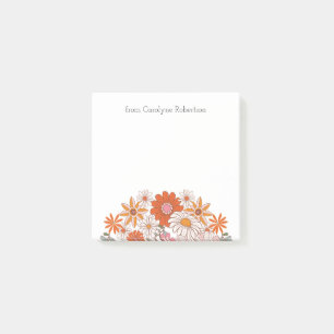 Retro Style Flowers- Custom Name Post-it Notes