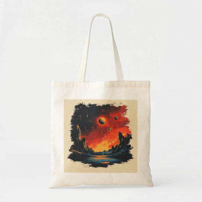 Retro-style galaxy tote bag (Front)