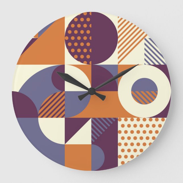 Retro Style Geometric Pattern Design Large Clock (Front)