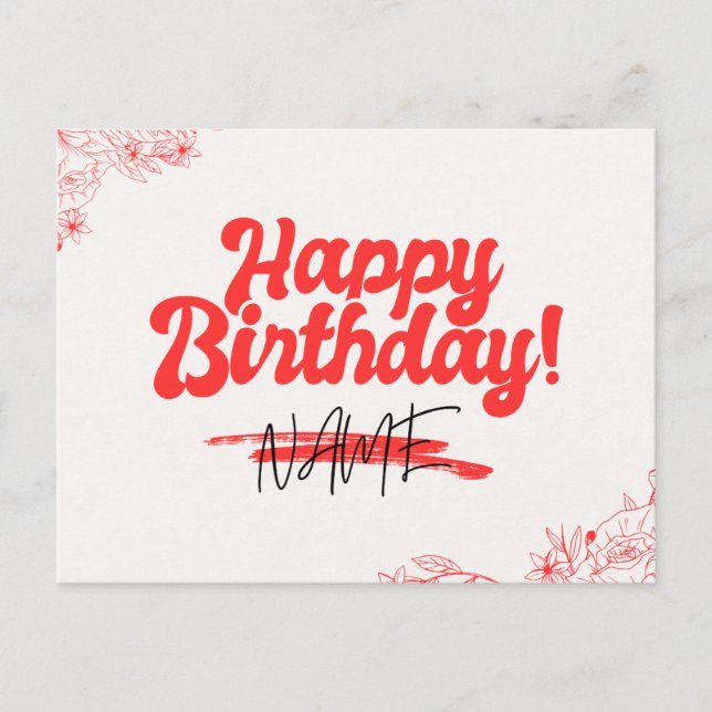 Retro Style Happy Birthday Card -Bold & Fun Design (Front)