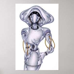 Retro-style humanoid robot. poster