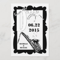 Retro Style Jazz Save the Date Black White