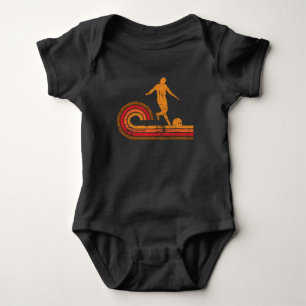 Retro Style Kickball Player Silhouette Kickball Baby Bodysuit