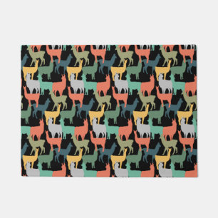 Retro Style Llama Pattern Vintage Alpaca Pink Doormat