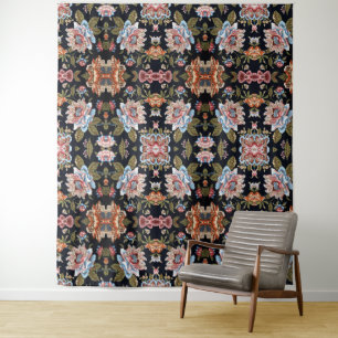 Retro Style Multi-coloured Floral Ornament   Tapestry