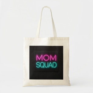 Retro-style ‘Mum Squad’ neon pink and teal  Tote Bag