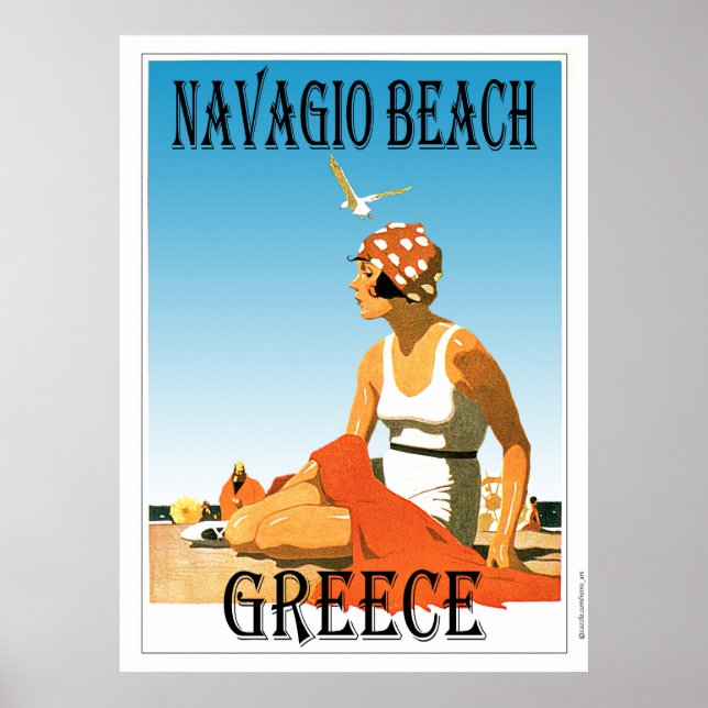 Retro Style Navagio Beach Greece Poster (Front)