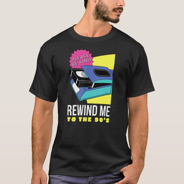 Retro Style Old School Rewind Me To The 90s Vhs Vc T-Shirt (Front)