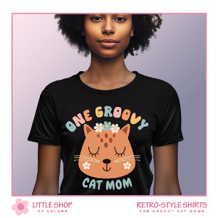 Retro Style One Groovy Cat Mum Personalised T-Shirt