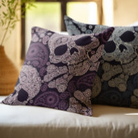 Retro Style Paisley Skull in Navy Blue