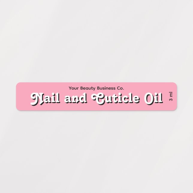 Retro Style Pink Nail Cuticle Oil Product Label (Design 1)