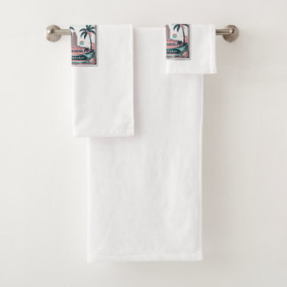 retro-style poster bath towel set
