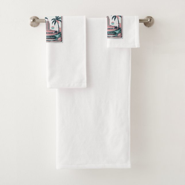 retro-style poster bath towel set (Insitu)